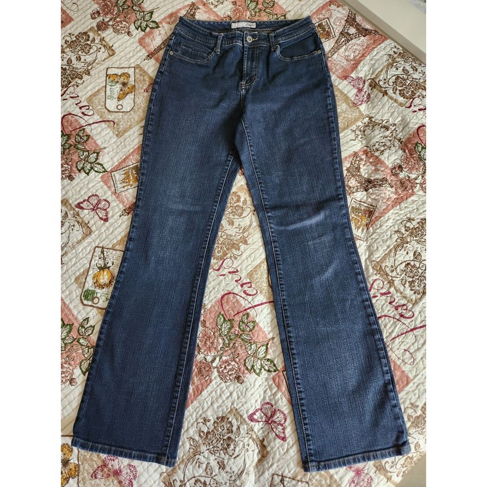 chico's platinum high rise women's Blue jeans stretch pants Straight-leg Sz 0R